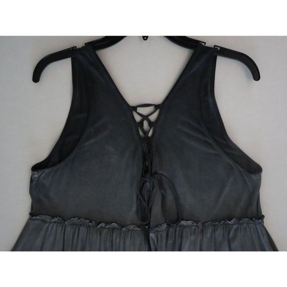 Torrid Women's Plus Sz 2 (2XL 18-20) Nine Iron Gray Lace-Up Babydoll Tank - Picture 3 of 12